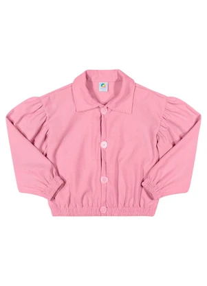 Outlet - Jaqueta Botões Menina Rosa - OUTLET