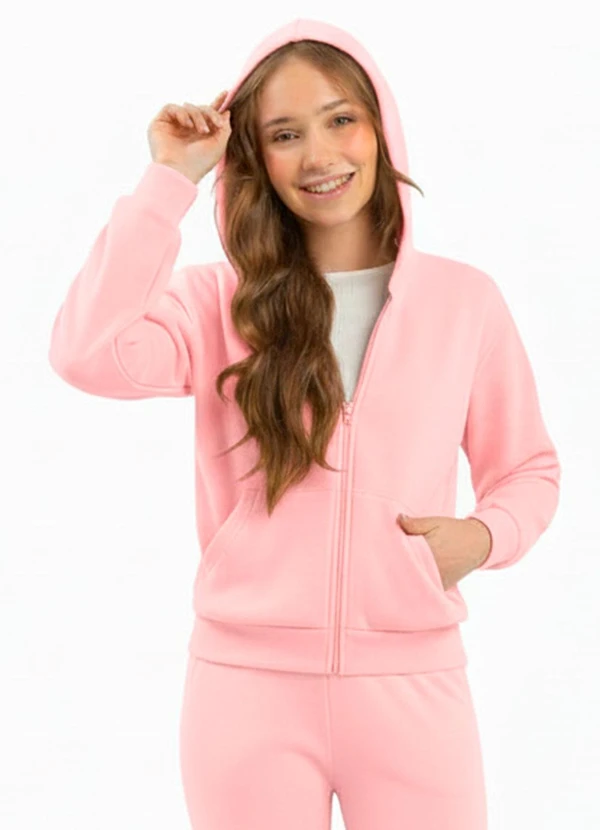 Duduka - Jaqueta com Capuz e Bolso Rosa