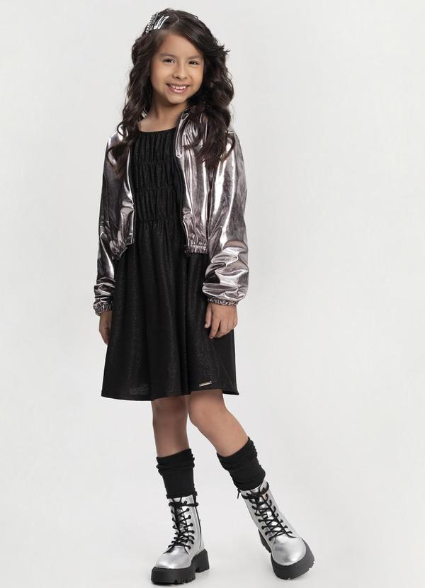 Alakazoo - Jaqueta com Capuz e Zíper em Malha Foil Cinza 2