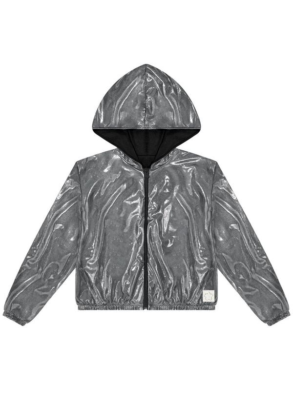 Alakazoo - Jaqueta com Capuz e Zíper em Malha Foil Cinza 3