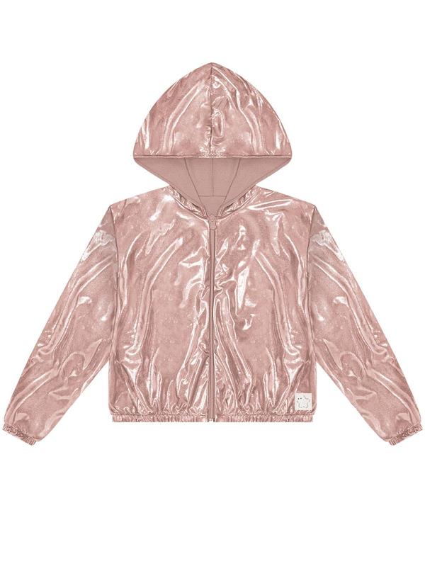 Alakazoo - Jaqueta com Capuz e Zíper em Malha Foil Rosa 1