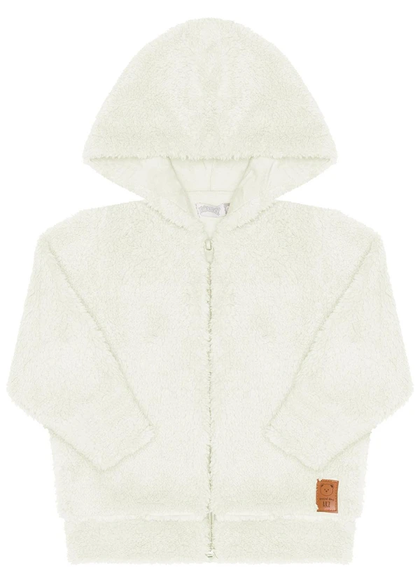 Alakazoo - Jaqueta com Capuz e Zíper em Pelo Bege