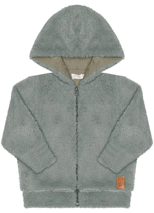 Alakazoo - Jaqueta com Capuz e Zíper em Pelo Verde - ALAKAZOO