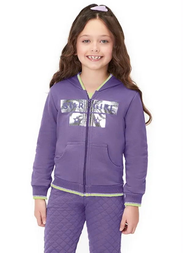 Marisol - Jaqueta com Capuz Moletom Infantil Menina Roxo