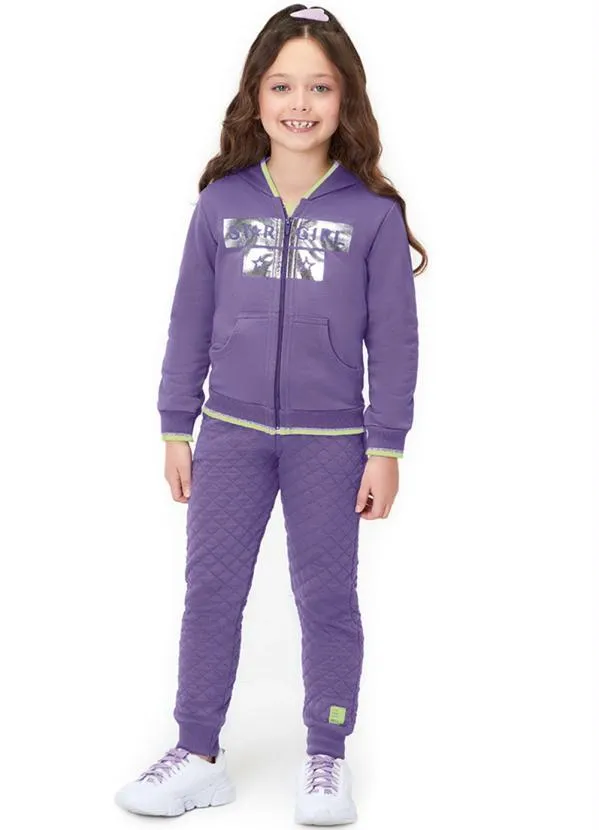 Marisol - Jaqueta com Capuz Moletom Infantil Menina Roxo 2