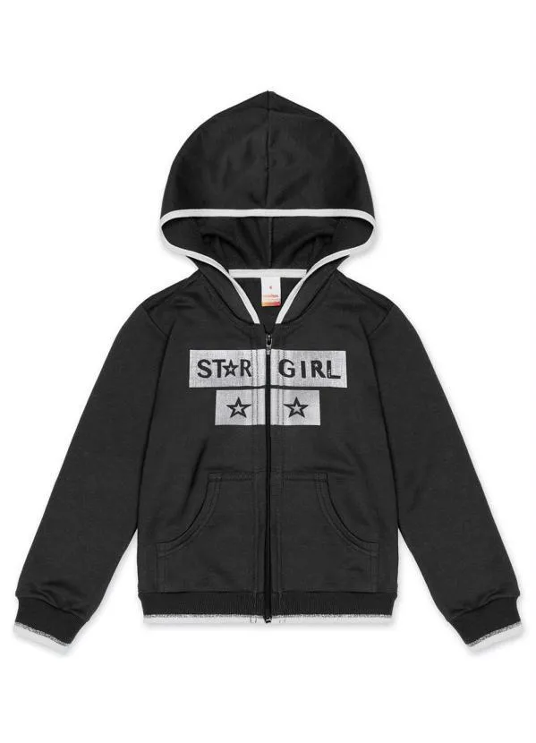 Marisol - Jaqueta com Capuz Moletom Infantil Preto