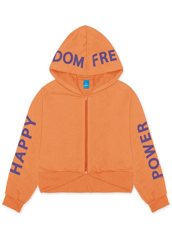 Hapier - Jaqueta com Capuz Moletom Juvenil Feminina Laranj