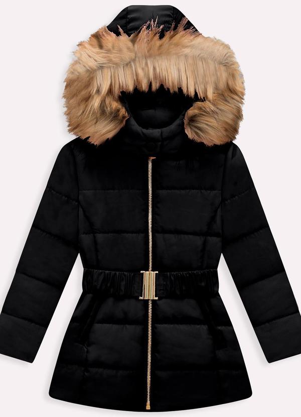 Milon - Jaqueta com Pelo Infantil Menina Preto