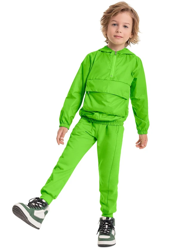 Quimby - Jaqueta Corta Vento Infantil Unissex Verde 3