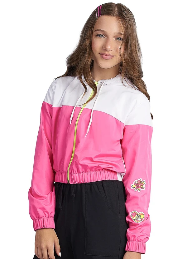 Outlet - Jaqueta Corta Vento Super Girl Rosa