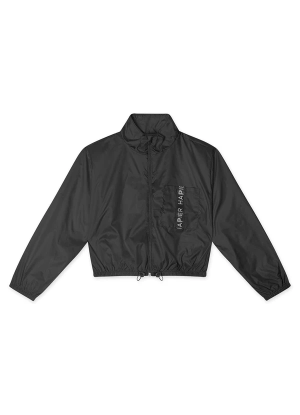 Hapier - Jaqueta Cropped Corta-Vento Juvenil Preto