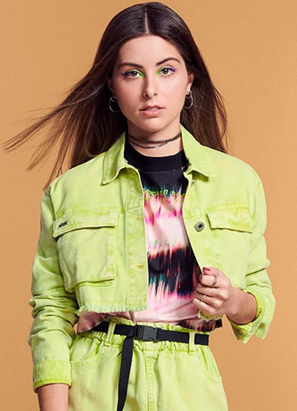 Authoria - Jaqueta Cropped Feminina Verde Lima