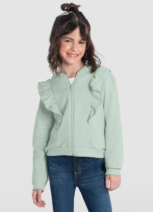 Brandili - Jaqueta Cropped Infantil Menina Verde - BRANDILI