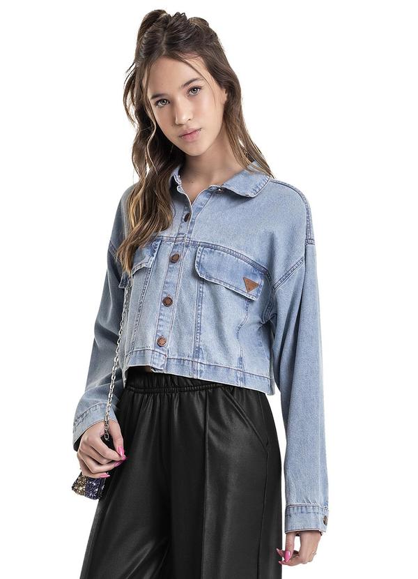 Gloss - Jaqueta Cropped Jeans Juvenil Azul