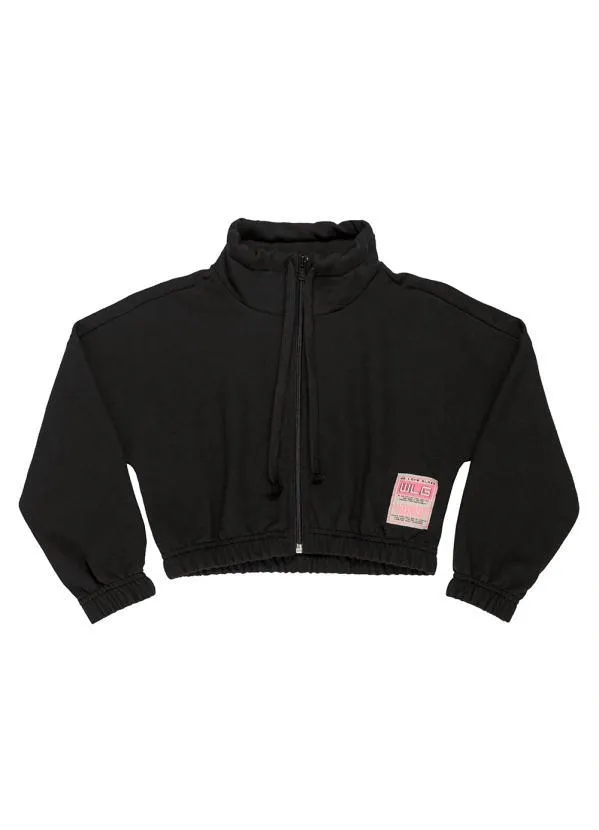 Gloss - Jaqueta Cropped Juvenil Menina Preto