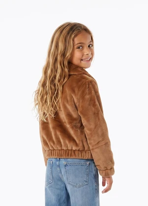 Jaqueta Cropped Peluciada Marisol (Marrom) - MARISOL