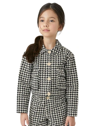 Carinhoso - Jaqueta Cropped Pied de Poule Preto - CARINHOSO