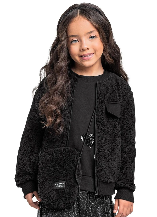 Quimby - Jaqueta de Pelinhos para Menina Preto