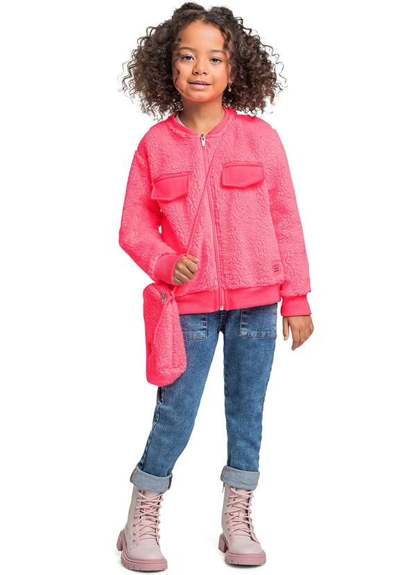 Quimby - Jaqueta de Pelinhos para Menina Rosa 2