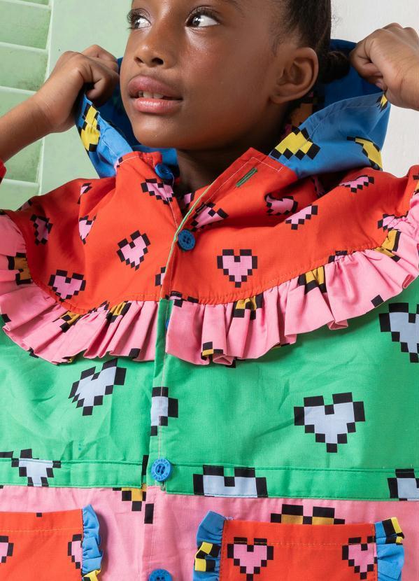 Fábula - Jaqueta de Tricoline Estampa de Coração Pixel Estampado 2