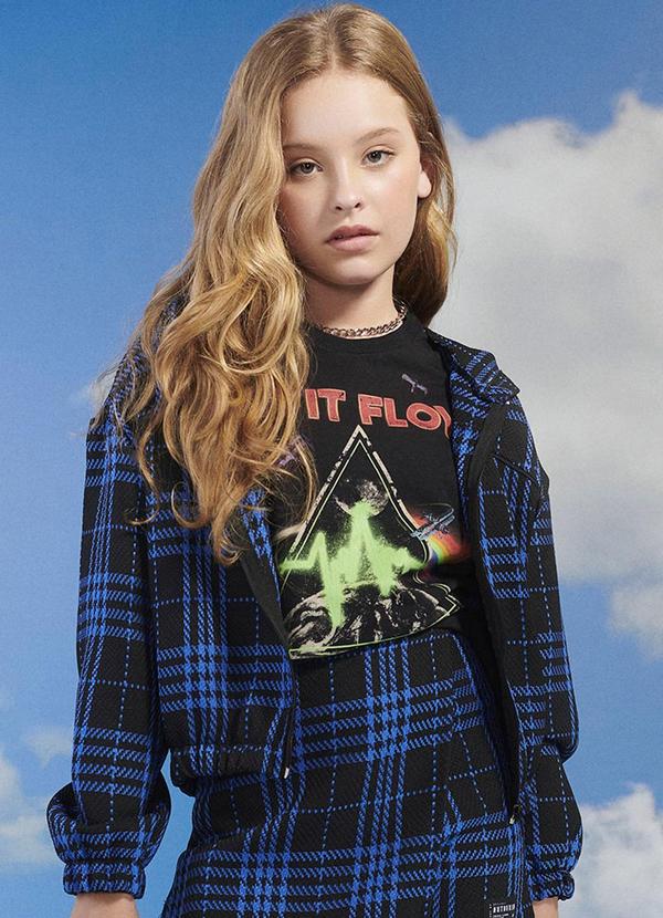 I Am - Jaqueta de Tweed Xadrez Azul