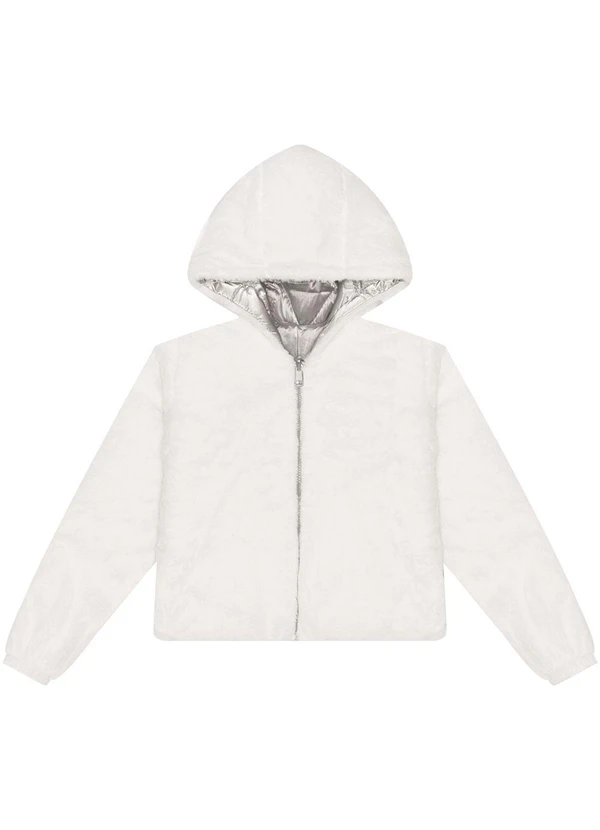 Alakazoo - Jaqueta Dupla Face com Capuz e Zíper Bege 4