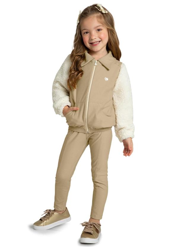 Marlan - Jaqueta em Molecotton Jeans com Pelo Sherpa Bege 1