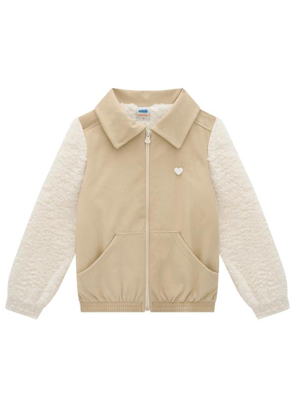 Marlan - Jaqueta em Molecotton Jeans com Pelo Sherpa Bege 2