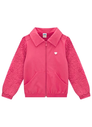 Marlan - Jaqueta em Molecotton Jeans com Pelo Sherpa Rosa - MARLAN