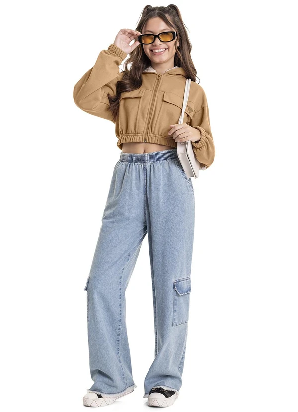 Gloss - Jaqueta em Moletom e Pelo Juvenil Marrom 3