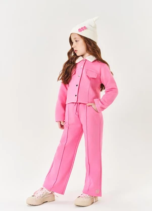 Abrange - Jaqueta em Moletom Infantil Menina  Rosa - ABRANGE