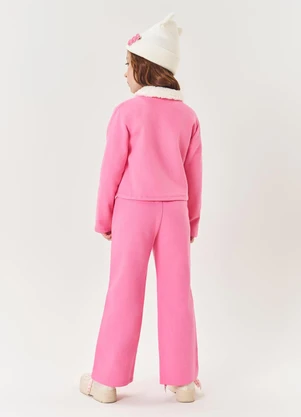 Abrange - Jaqueta em Moletom Infantil Menina  Rosa - ABRANGE