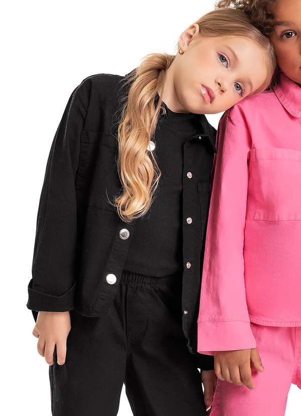 Quimby - Jaqueta em Sarja Infantil Menina Preto