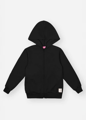 Abrange - Jaqueta Felpada Infantil Menina Preto - ABRANGE