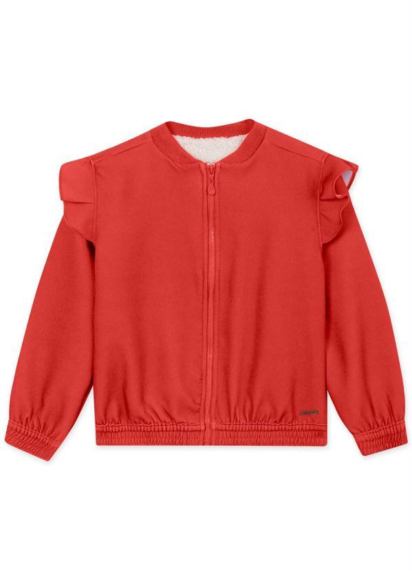 Lilica Ripilica - Jaqueta Menina com Forro Peluciado Vermelho