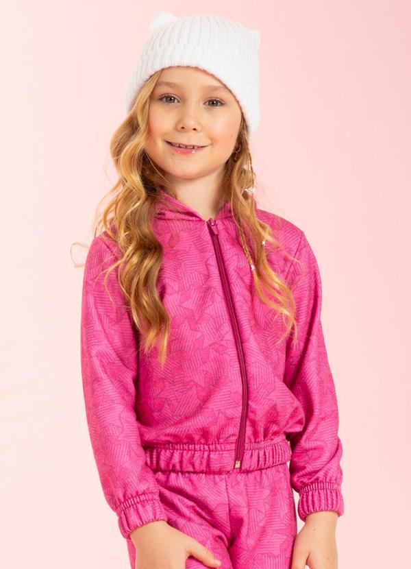Cativa Kids - Jaqueta Feminina Estampada com Capuz Roxo