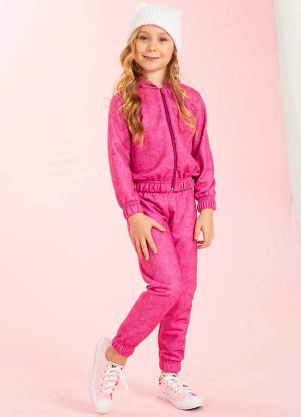 Cativa Kids - Jaqueta Feminina Estampada com Capuz Roxo 2