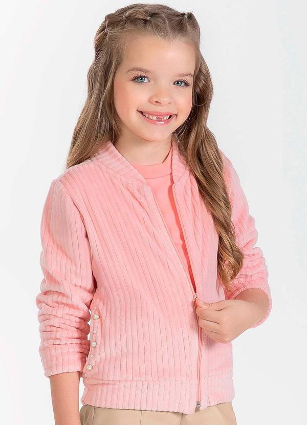 Cativa Kids - Jaqueta Feminina Infantil com Perolas Rosa