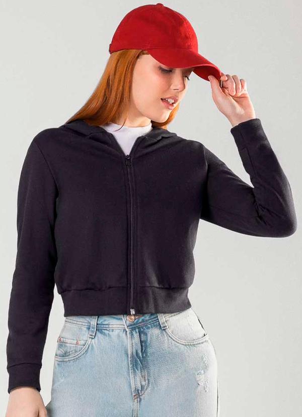 Cativa - Jaqueta Feminina Juvenil com Zíper Preto