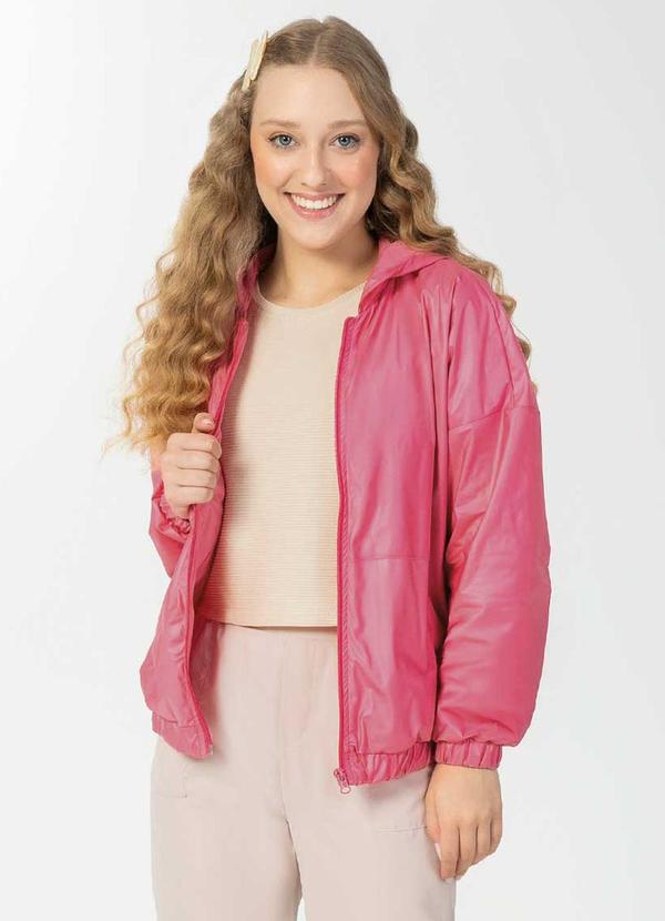 Bjoe - Jaqueta Feminina Juvenil Corta Vento Rosa