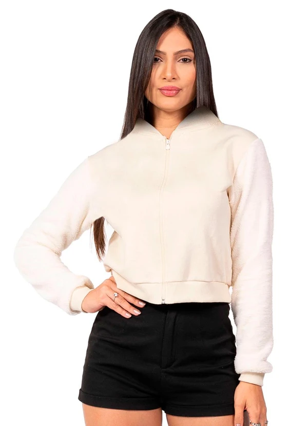 Cobertura - Jaqueta Feminina Moletom Feminino Bege