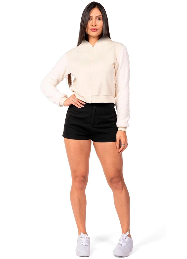Cobertura - Jaqueta Feminina Moletom Feminino Bege 2