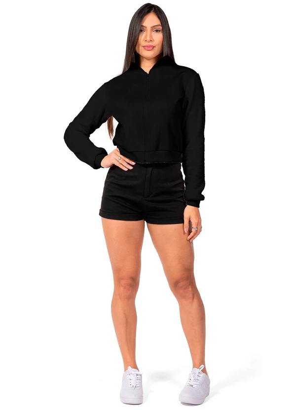 Cobertura - Jaqueta Feminina Moletom Feminino Preto 2