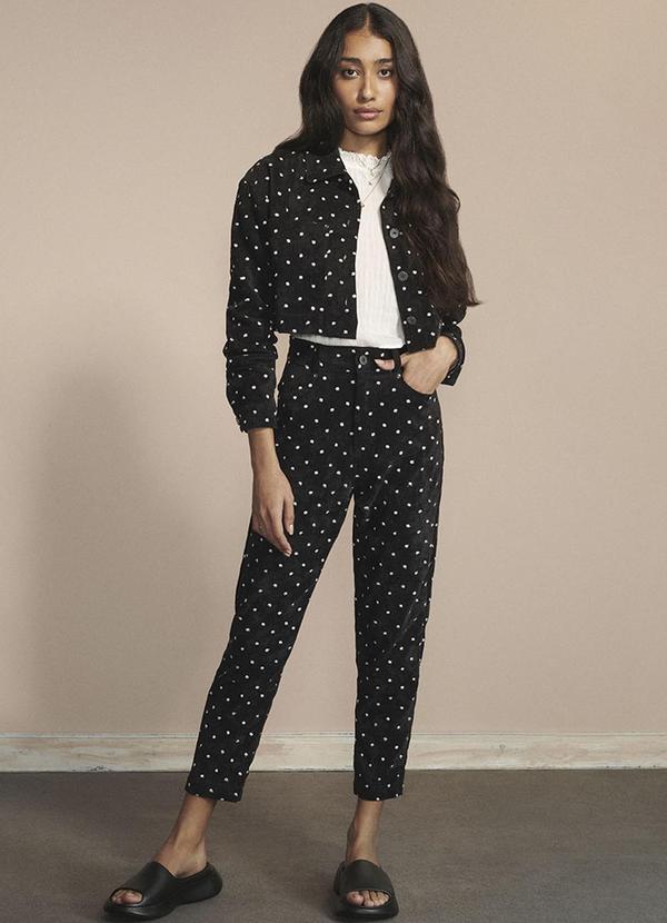 Authoria - Jaqueta Feminino de Veludo com Poá Preto 2