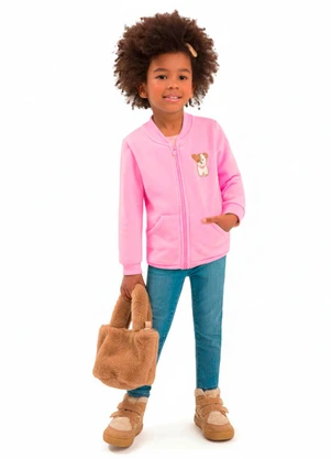 Duduka - Jaqueta Infantil com Bolso Rosa - DUDUKA