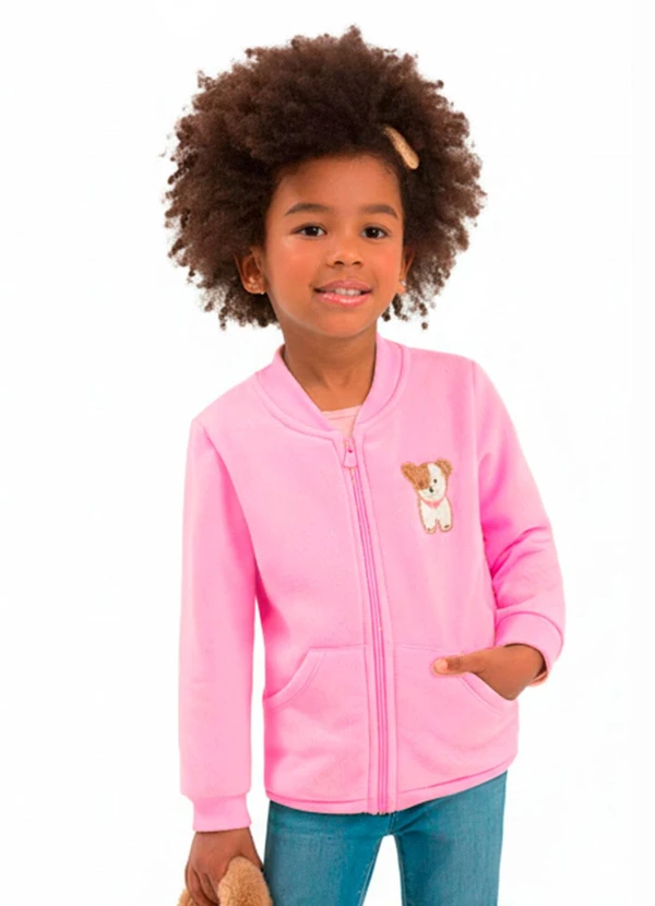 Duduka - Jaqueta Infantil com Bolso Rosa