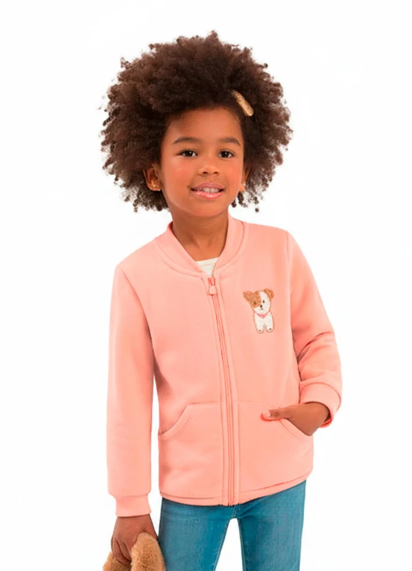 Duduka - Jaqueta Infantil com Bolso Rosa