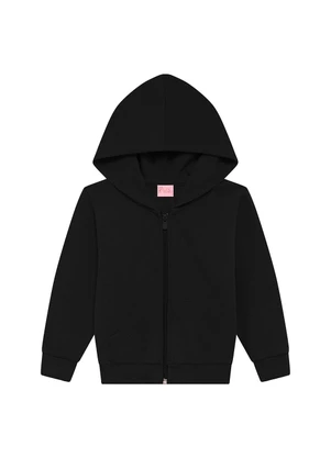 Duduka - Jaqueta Infantil com Capuz e Moletom Preto - DUDUKA