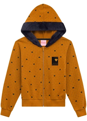 Duduka - Jaqueta Infantil com Capuz em Moletom Amarelo - DUDUKA