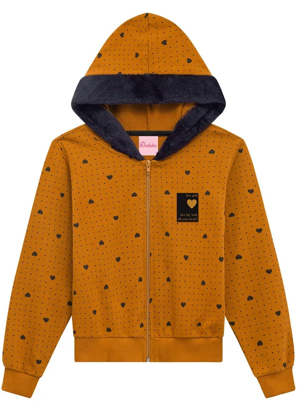 Duduka - Jaqueta Infantil com Capuz em Moletom Amarelo 1